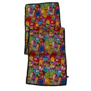 BEAUTIFUL Purple/Red Cats Silk Scarf ITALY 62”/ 16” EC